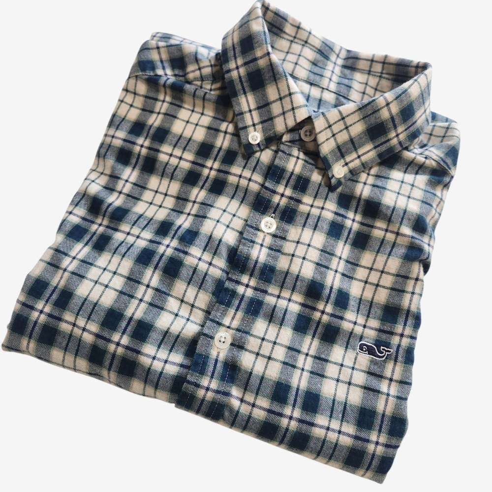 Vineyard Vines Preppy Plaid Classic Fit Tucker Shirt Green  Men’s S